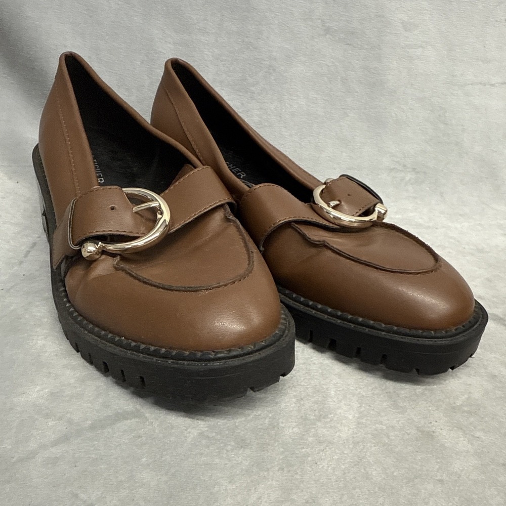 Marc Fisher‎ Chunky Heel Loafers Womens Size 6 M MF Dancy 2 Brown Slip On Shoes